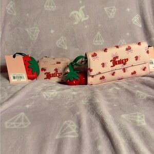 Juicy Couture Pink Strawberry Print Wallet Set with Charm